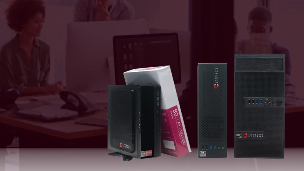 Three office systems on a desk